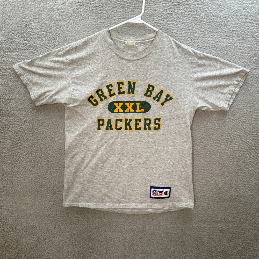 Vintage Green Bay Packers Shirt Adult Large Gray Thrashed Grunge Skater 1990s